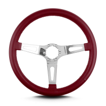 Teardrop 3 Spoke 14" Polish Steering Wheel Std Grip Burgandy