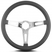 Teardrop 3 Spoke 14" Polish Steering Wheel Std Grip- Dk Grey