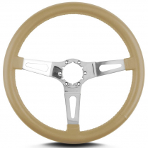 Teardrop 3 Spoke 14" Polish Steering Wheel Std Grip - Tan