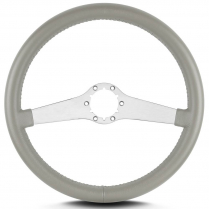 Two Smooth 14" Satin Steering Wheel Standard Grip - Lt Grey