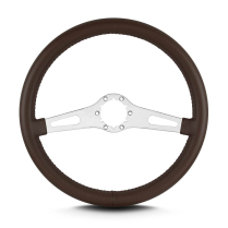 Teardrop 2 Spoke 14" Satin Steering Wheel Std Grip - Brown