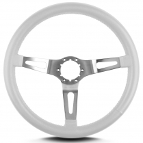 Teardrop 3 Spoke 14" Satin Steering Wheel Std Grip - White