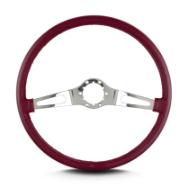 Teardrop 2 Spoke 15" Pol Steering Wheel Thin Grip - Burgandy