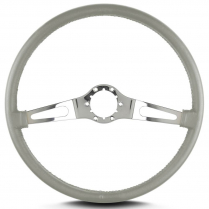 Teardrop 2 Spoke 15" Polish Steering Wheel Thin Grip Lt Grey