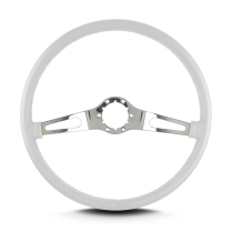 Teardrop 2 Spoke 15" Polish Steering Wheel Thin Grip - White