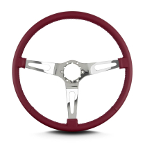 Teardrop 3 Spoke 15" Pol Steering Wheel Thin Grip Burgandy