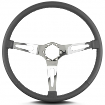 Teardrop 3 Spoke 15" Polish Steering Wheel Thin Grip Dk Grey
