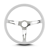 Teardrop 3 Spoke 15" Polish Steering Wheel Thin Grip - White