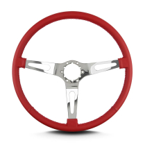 Teardrop 3 Spoke 15" Polish Steering Wheel Thin Grip Brt Red