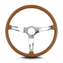 Teardrop 3 Spoke 15" Pol Steering Wheel Thin Grip Chestnut