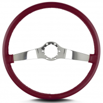 Two Smooth 15" Pol Spoke Thin Grip Steering Wheel - Burgundy