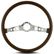 Vette SS 15" Pol Spoke Thin Grip Steering Wheel - Brown