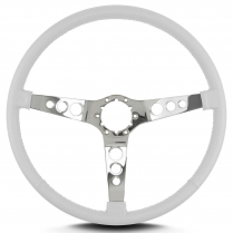 Vette Hot Rod 15" Pol Spoke Thin Grip Steering Wheel - White