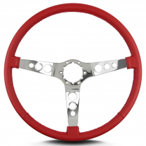 Vette Hot Rod 15" Pol Spoke Thin Grip Steering Wheel Brt Red