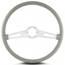 Teardrop 2 Spoke 15" Satin Steering Wheel Thin Grip- Lt Grey