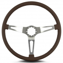15" Teardrop 3 Spoke Steering Wheel, Thin Grip - Brushed