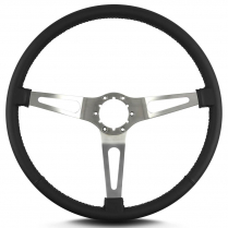 Teardrop 3 Spoke 15" Satin Steering Wheel Thin Grip - Black