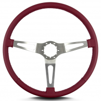 Teardrop 3 Spoke 15" Satin Steering Wheel Thin Grip Burgandy