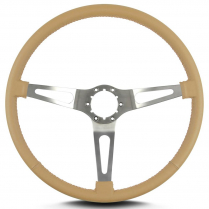 Teardrop 3 Spoke 15" Satin Steering Wheel Thin Grip - Tan