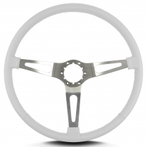 Teardrop 3 Spoke 15" Satin Steering Wheel Thin Grip - White