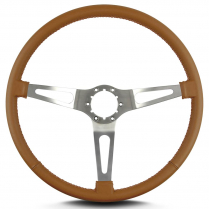 Teardrop 3 Spoke 15" Satin Steering Wheel Thin Grip Chestnut