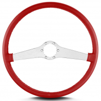 Two Smooth 15" Satin Steering Wheel Thin Grip - Bright Red