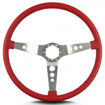 Hot Rod 15" Satin Steering Wheel Thin Grip - Bright Red