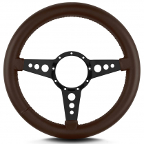 Mark 8 GT 14" Thick Grip Blk Spoke Steering Wheel - Brown