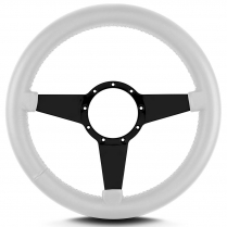 Mark 8 Std 14" Thick Grip Blk Spoke Steering Wheel - White