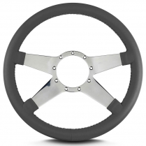Mark 9 Standard 14" Polished Spoke Steering Wheel- Dk Grey