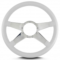 Mark 9 Standard 14" Polished Spoke Steering Wheel - White