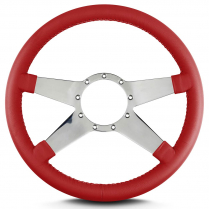 Mark 9 Standard 14" Polished Spoke Steering Wheel Bright Red