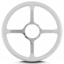Mark 4 Classic 15" Steering Wheel w/Polished Spoke - White