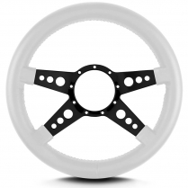 Mark 9 GT 14" Thick Grip Steering Wheel Black Spoke - White