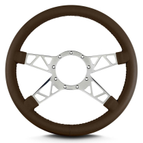Mark 9 Truss Polished Standard Grip Steering Wheel - Brown