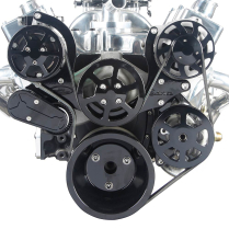 SB Chevy 8-Rib S-Drive Serp Kit with Remote Res - Black Anod