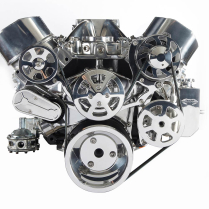 SBC 8-Rib S-Drive Serp Kit w/o A/C w/Billet Res - Clear Coat
