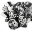 SBC 8-Rib S-Drive Serp Kit w/o A/C w/Billet Res - Clear Coat