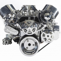 BB Chevy 8-Rib S-Drive Serp Kt wo AC w/Billet Res - Clr Anod