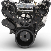 SB Chevy S-Drive Serp Kit no Power Steering - Black Anodized