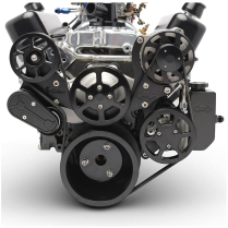 SB Chevy S-Drive Serp Kit w/o A/C w/Billet Res - Gloss Black