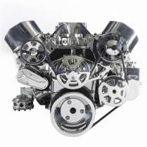 SB Chevy S-Drive Serp Kit w/o A/C w/Billet Res - Clear Anod