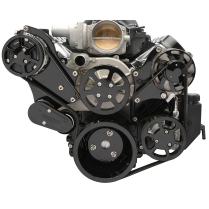 Chevy LS S-Drive Serp Kit with Billet Res - Gloss Black