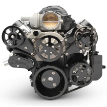 Chevy LS S-Drive Serp Kit w/o A/C w/Billet Res - Gloss Black