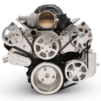 Chevy LS S-Drive Serp Kit w/o A/C w/Billet Res - Clear Anod