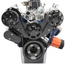 SB Ford S-Drive Serp Kit no Power Steering - Black Anodized