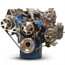 Ford 351C S-Drive Serp Kit w/Billet Reservoir - Clear Anod