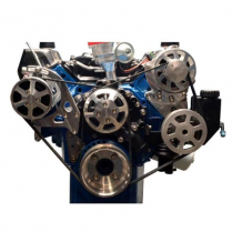 Ford 351C S-Drive Serp Kit w/Plastic Reservoir - Clear Anod