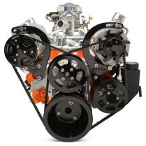 SB Chevy V-Drive Pulley Kit w/Plastic Reservoir - Gloss Blk