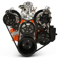 BB Chevy V-Drive Pulley Kit w/Billet P/S Res - Matte Black